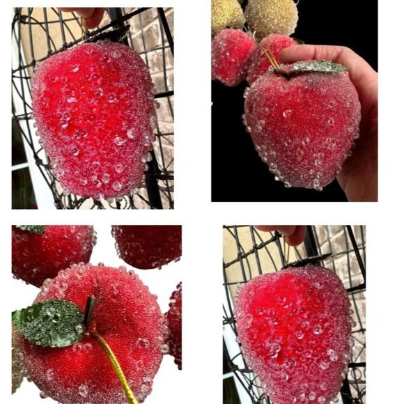 VTG Artificial Faux Beaded Sugar Frosted Fruit Apples Christmas Ornament… - Picture 8 of 12